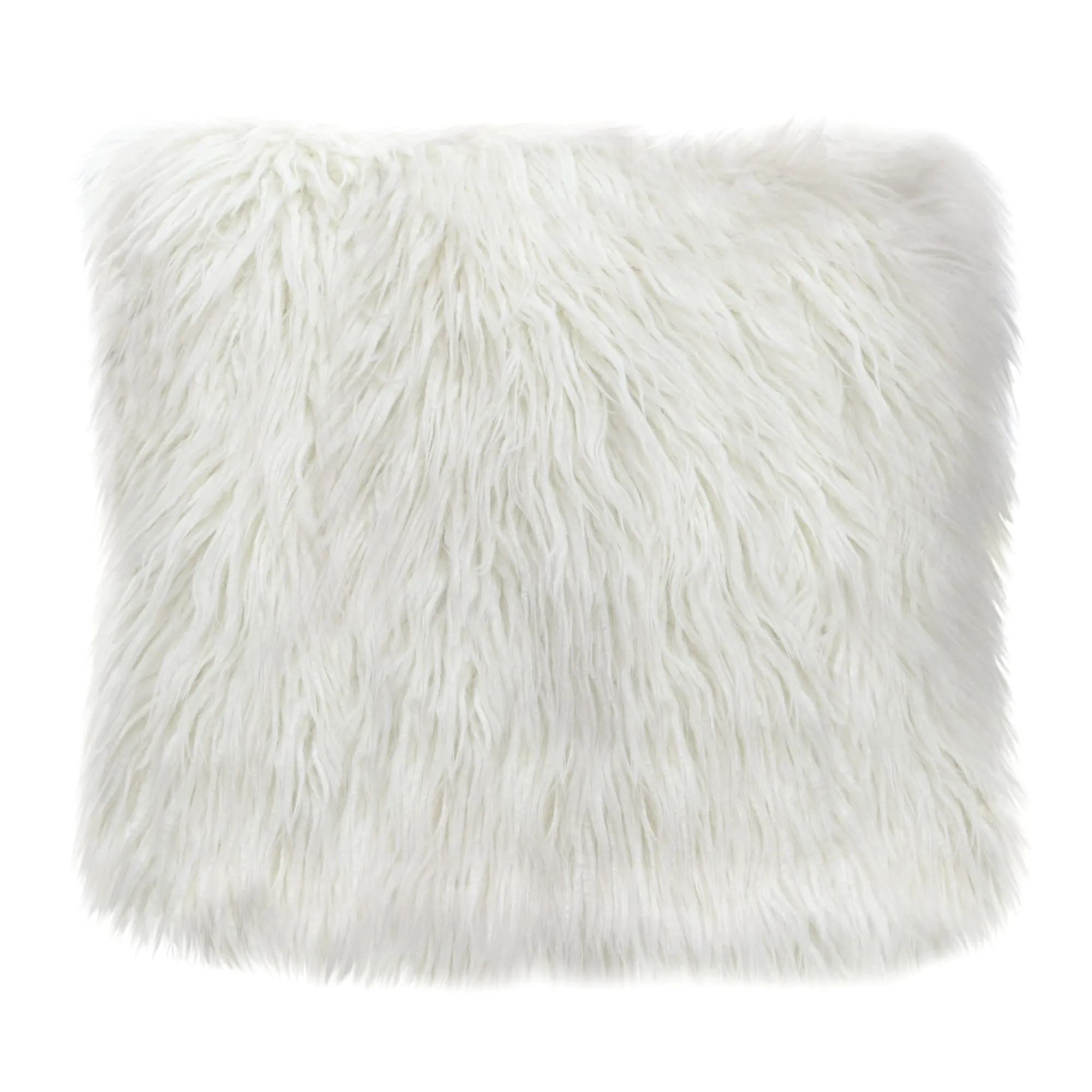 18" Square Accent Pillow by Diamond Sofa in White Dual-Sided Faux Fur