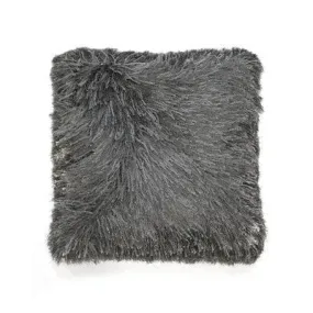 20"x20" Oversize Ella Shaggy Fur Square Throw Pillow Gray - Lush Décor