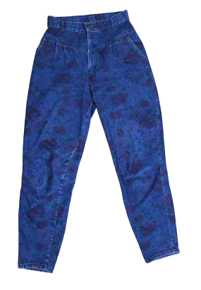 80s Chic Rose Printed Denim Jeans   w27