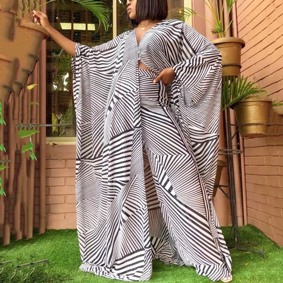 African Two Piece Sets Long Dress Pants Suit