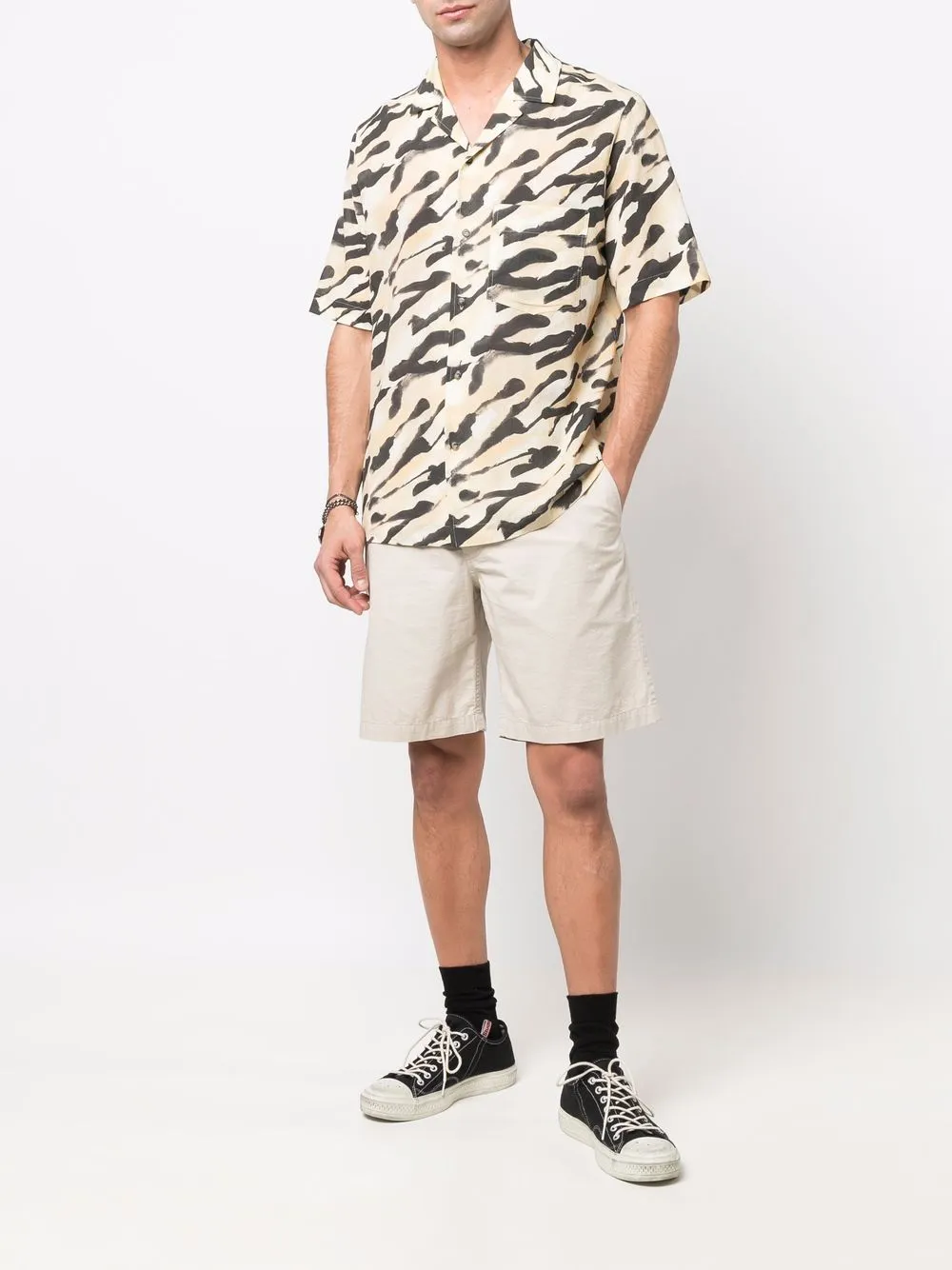 Animal-Print Organic-Cotton Shirt