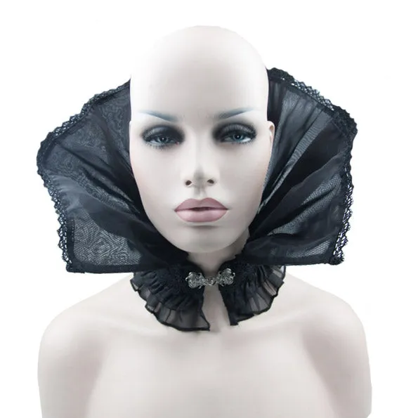 AS007 Gothic party accessory women organza stand up black collar