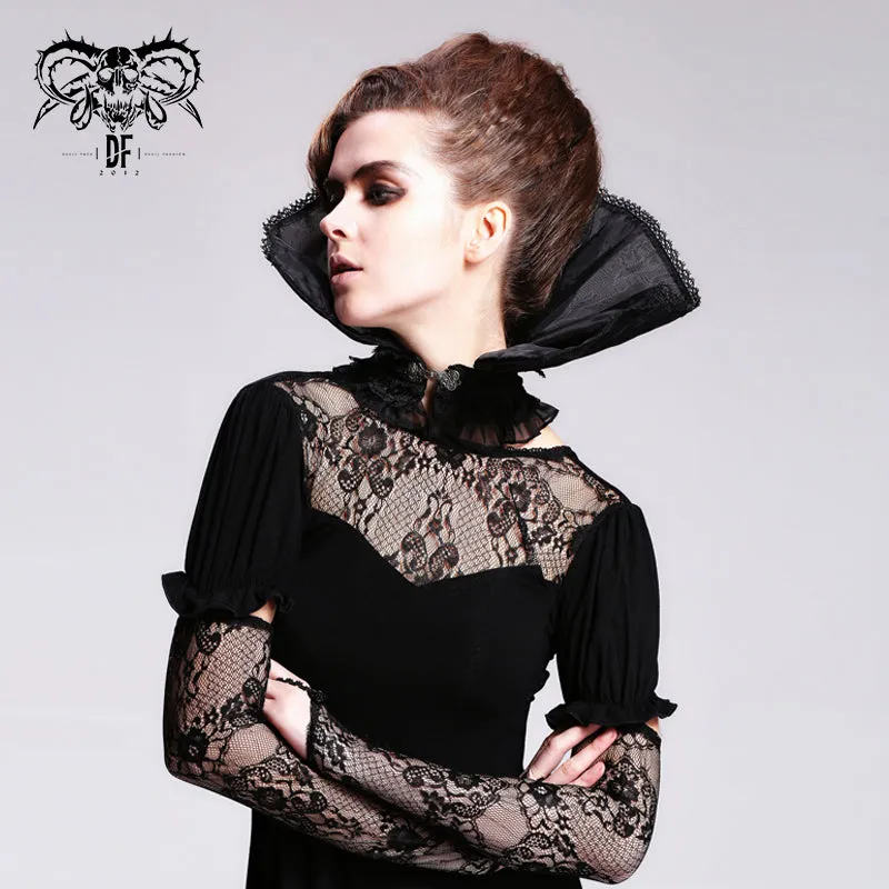 AS007 Gothic party accessory women organza stand up black collar