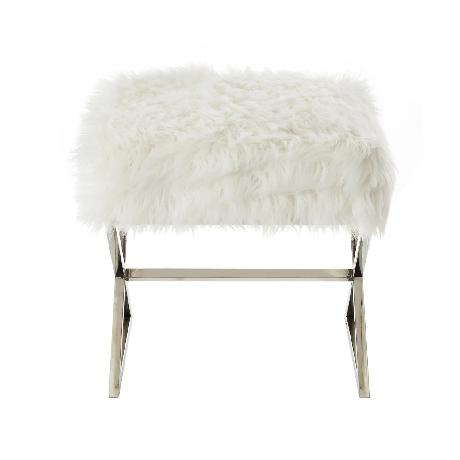 Aurora Faux Fur X-Leg Ottoman