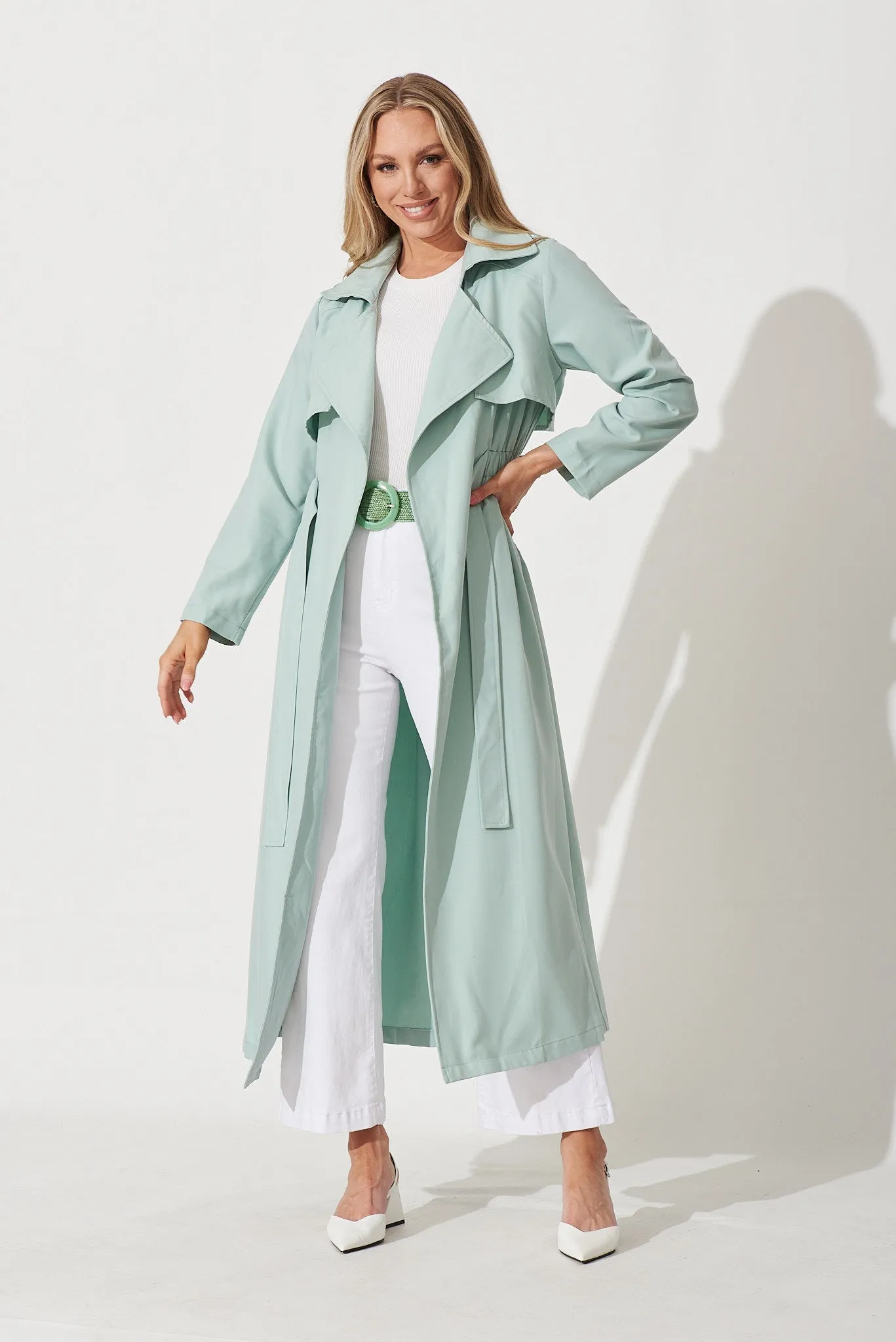 Avelana Spring Trench Coat In Mint