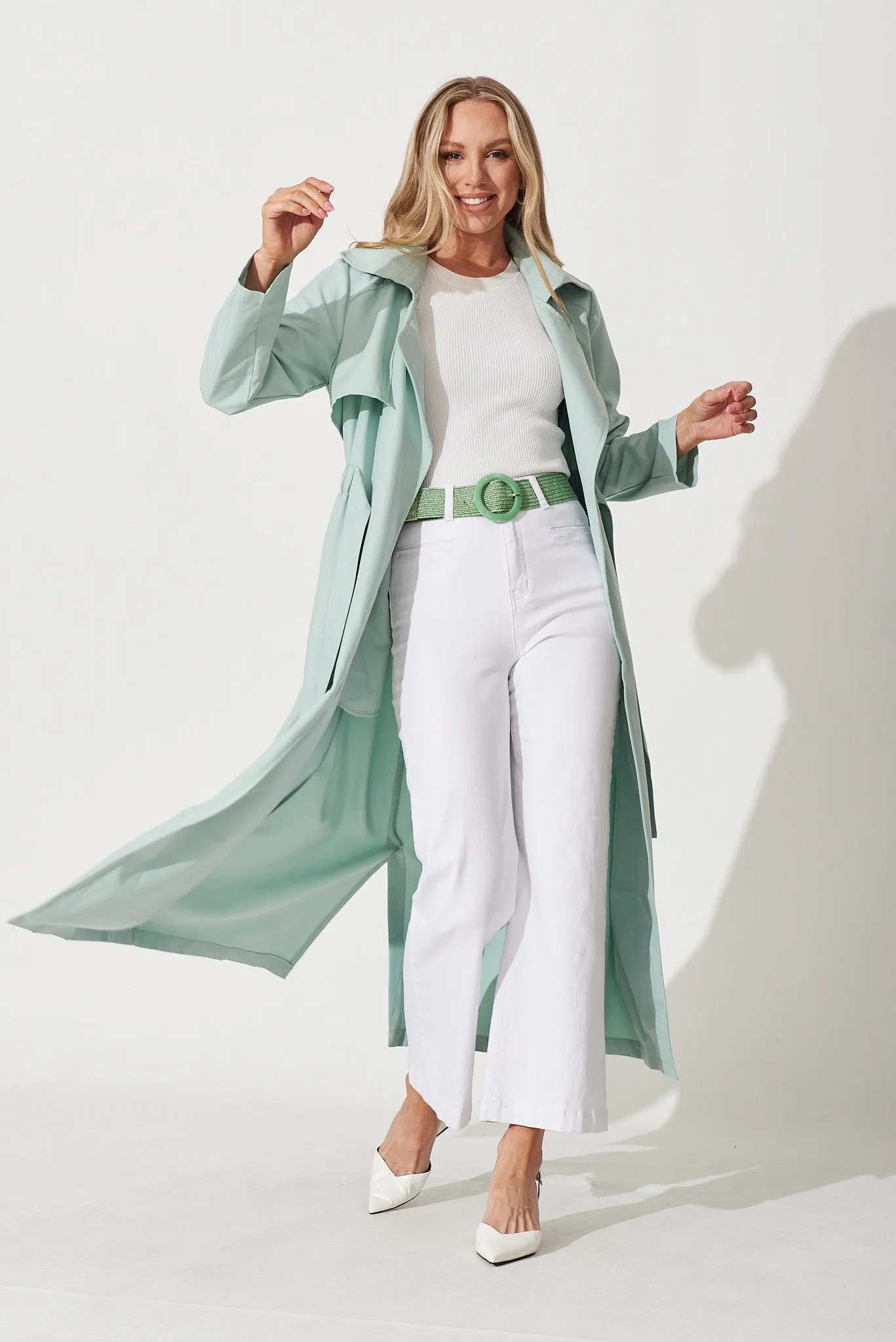 Avelana Spring Trench Coat In Mint