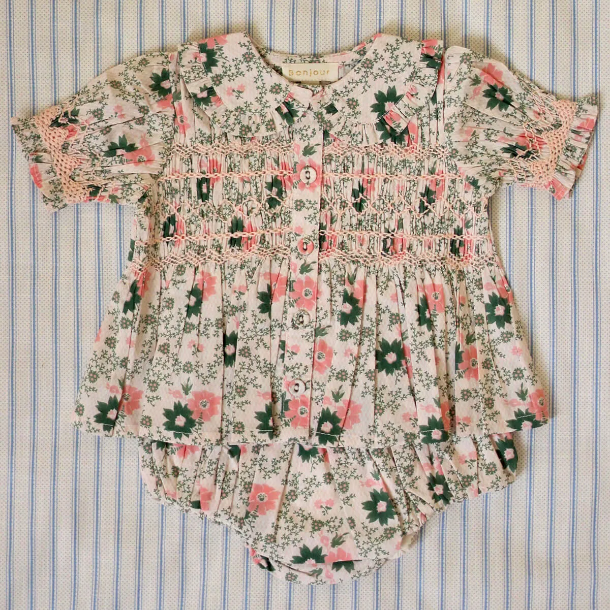 Baby Handsmock Blouse in Prairie in Bloom by Bonjour - Last One In Stock - 6 Months