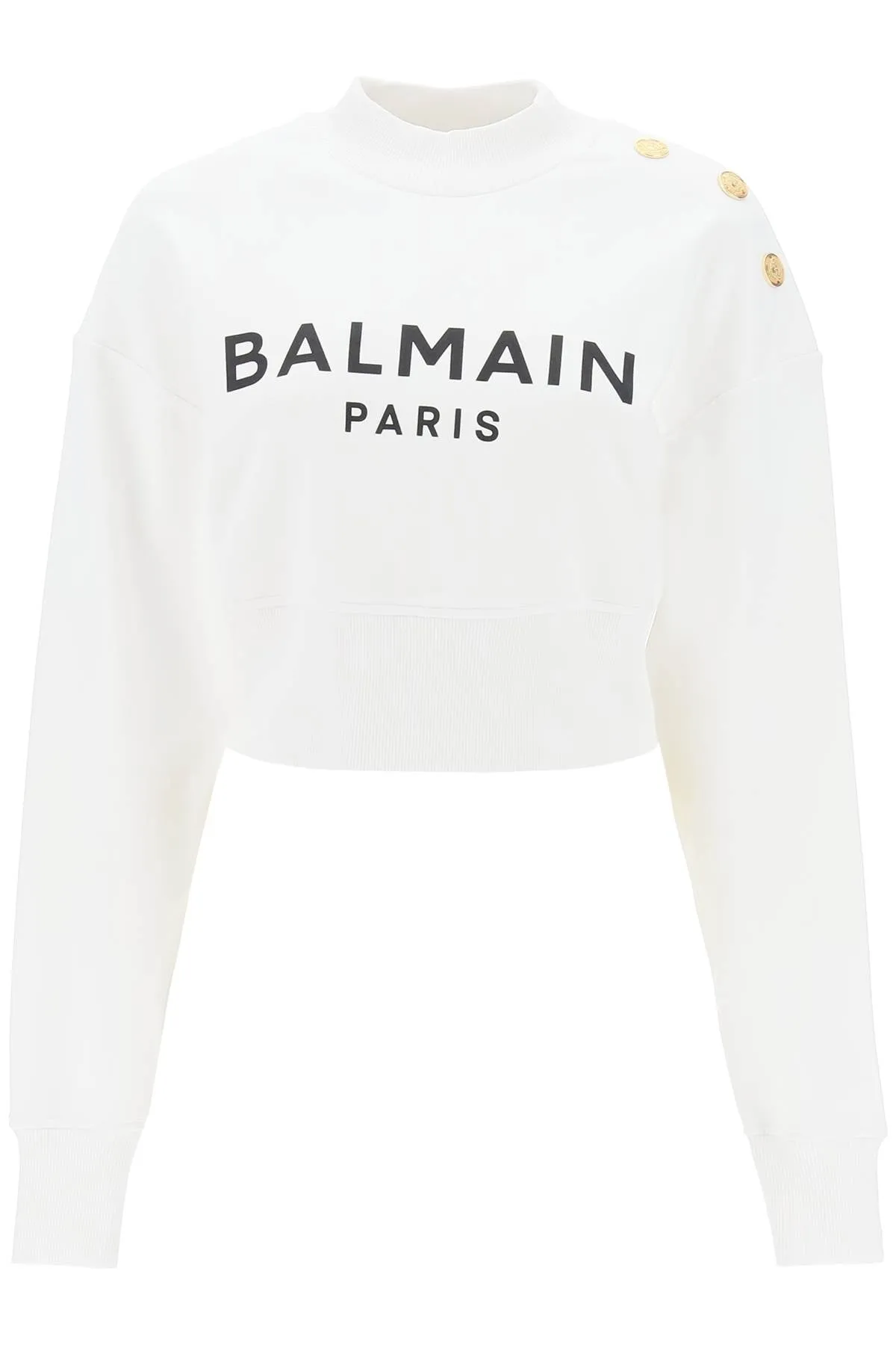 Balmain cropped sweatshirt with logo print and buttons