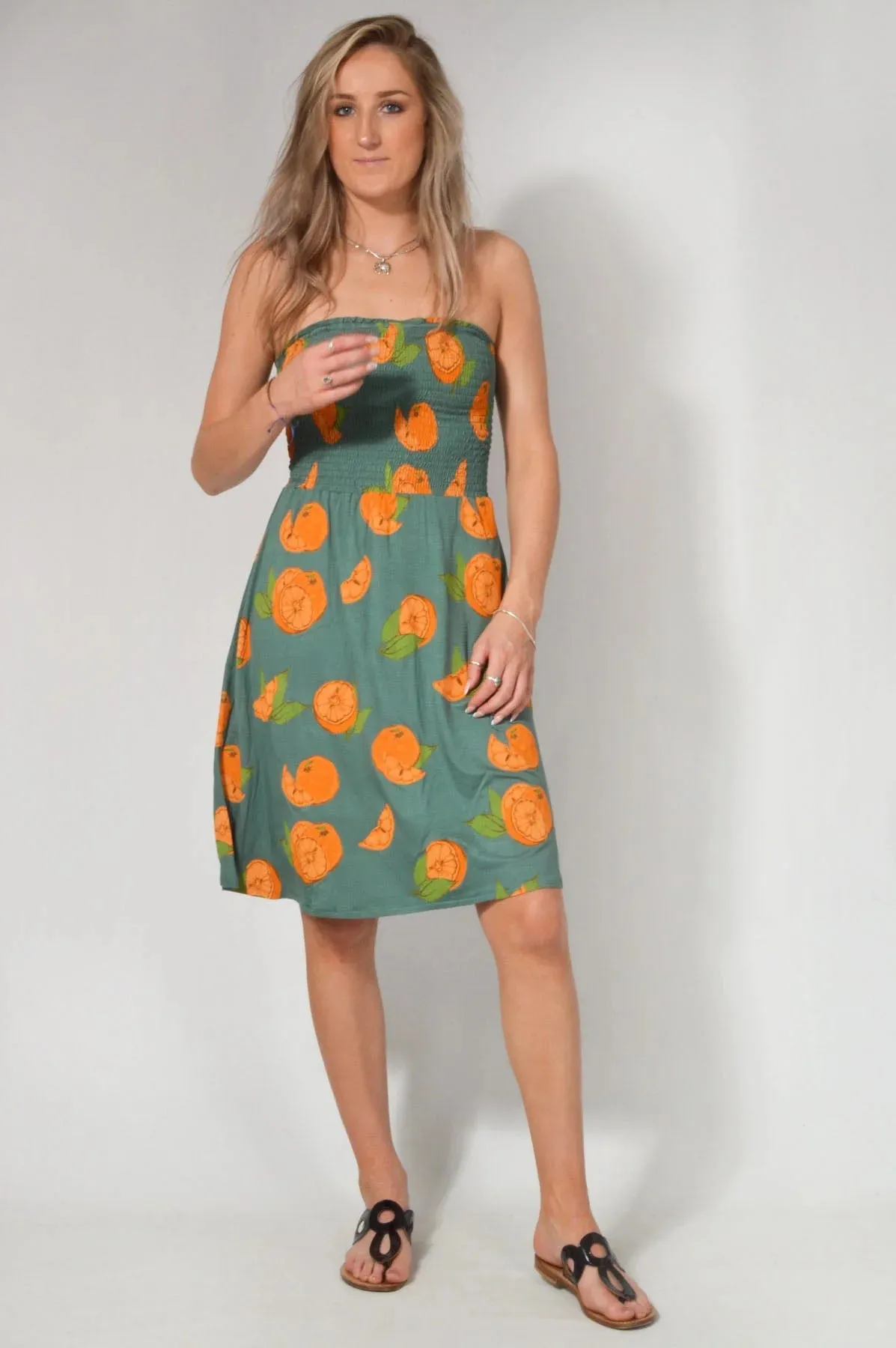 Bandeau Fruit Print Beach Dress