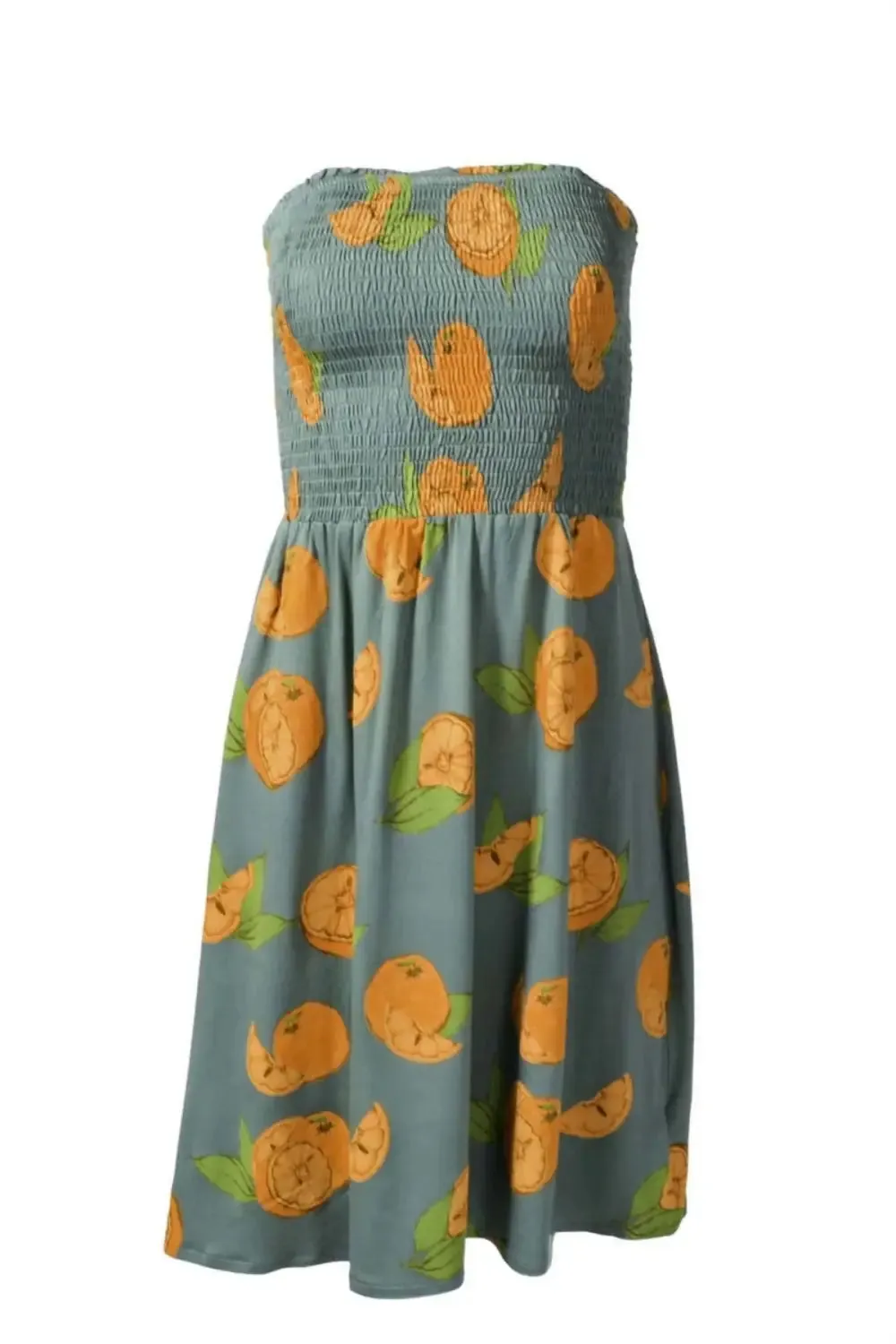 Bandeau Fruit Print Beach Dress