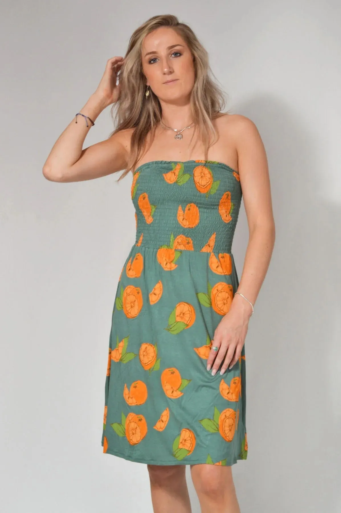 Bandeau Fruit Print Beach Dress