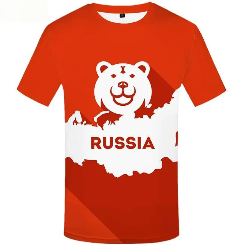 Bear T shirts Men Russia Tshirt Anime World Map T shirts Funny Short Sleeve