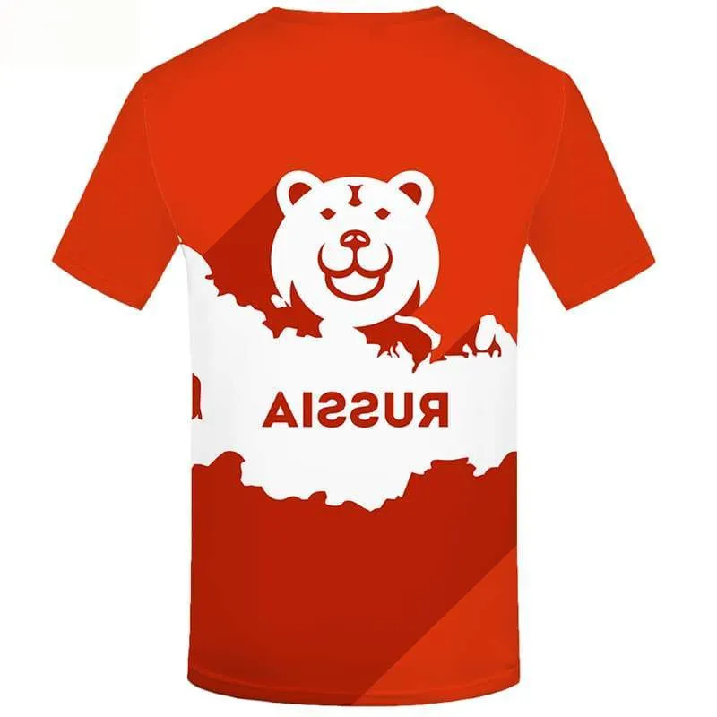 Bear T shirts Men Russia Tshirt Anime World Map T shirts Funny Short Sleeve