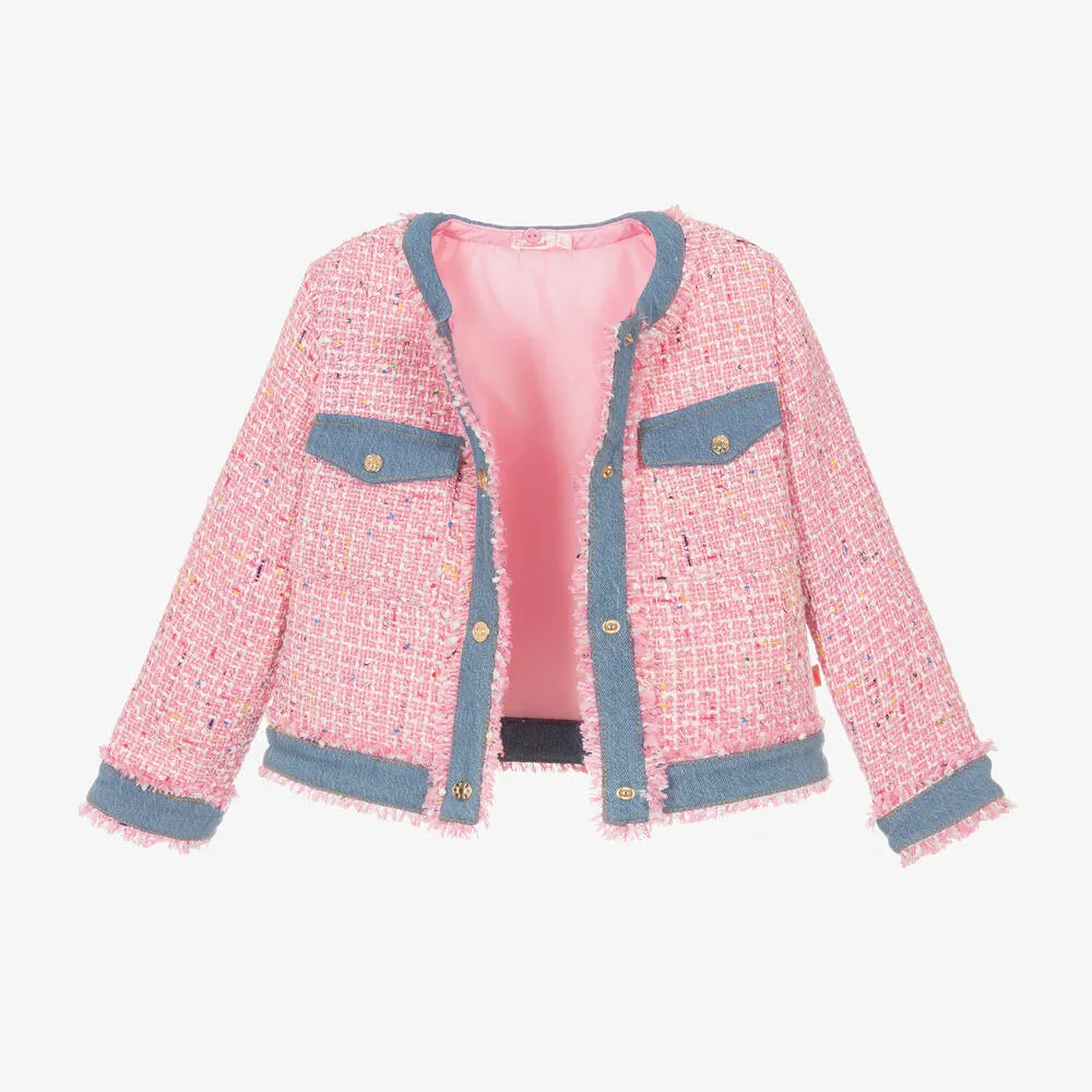 Billieblush Girls Pink Bouclé Tweed Jacket