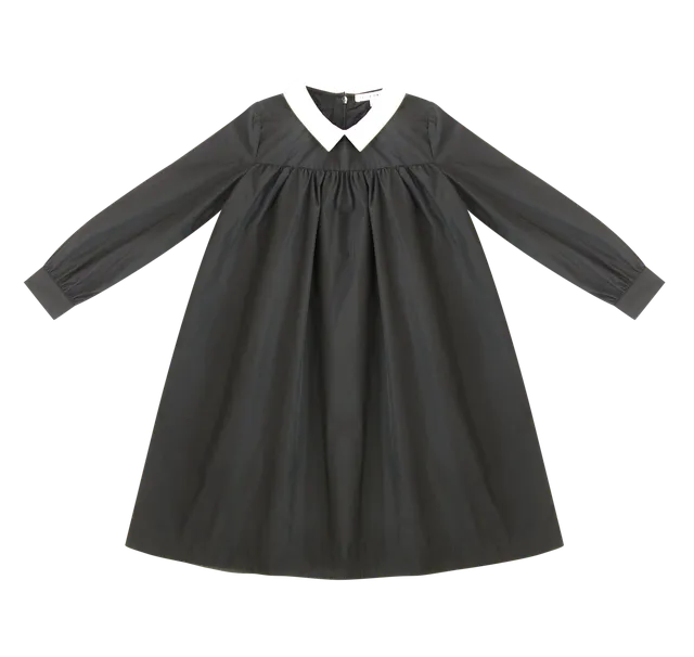 Black Collar Taffeta Dress