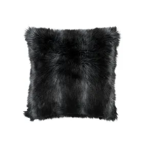 Black Faux Fur Euro Pillow by Lili Alessandra