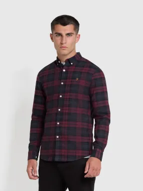 Brewer Slim Fit Check Organic Cotton Oxford Shirt In Farah Red