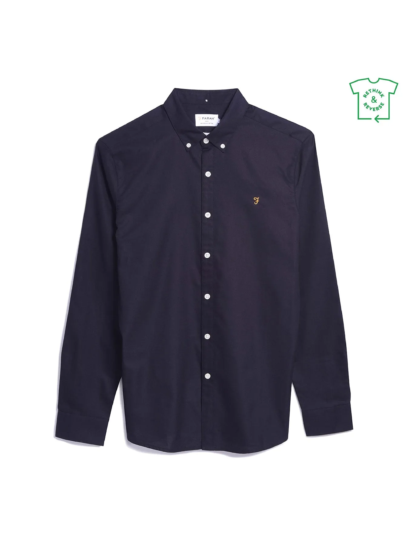 Brewer Slim Fit Organic Cotton Oxford Shirt In Navy