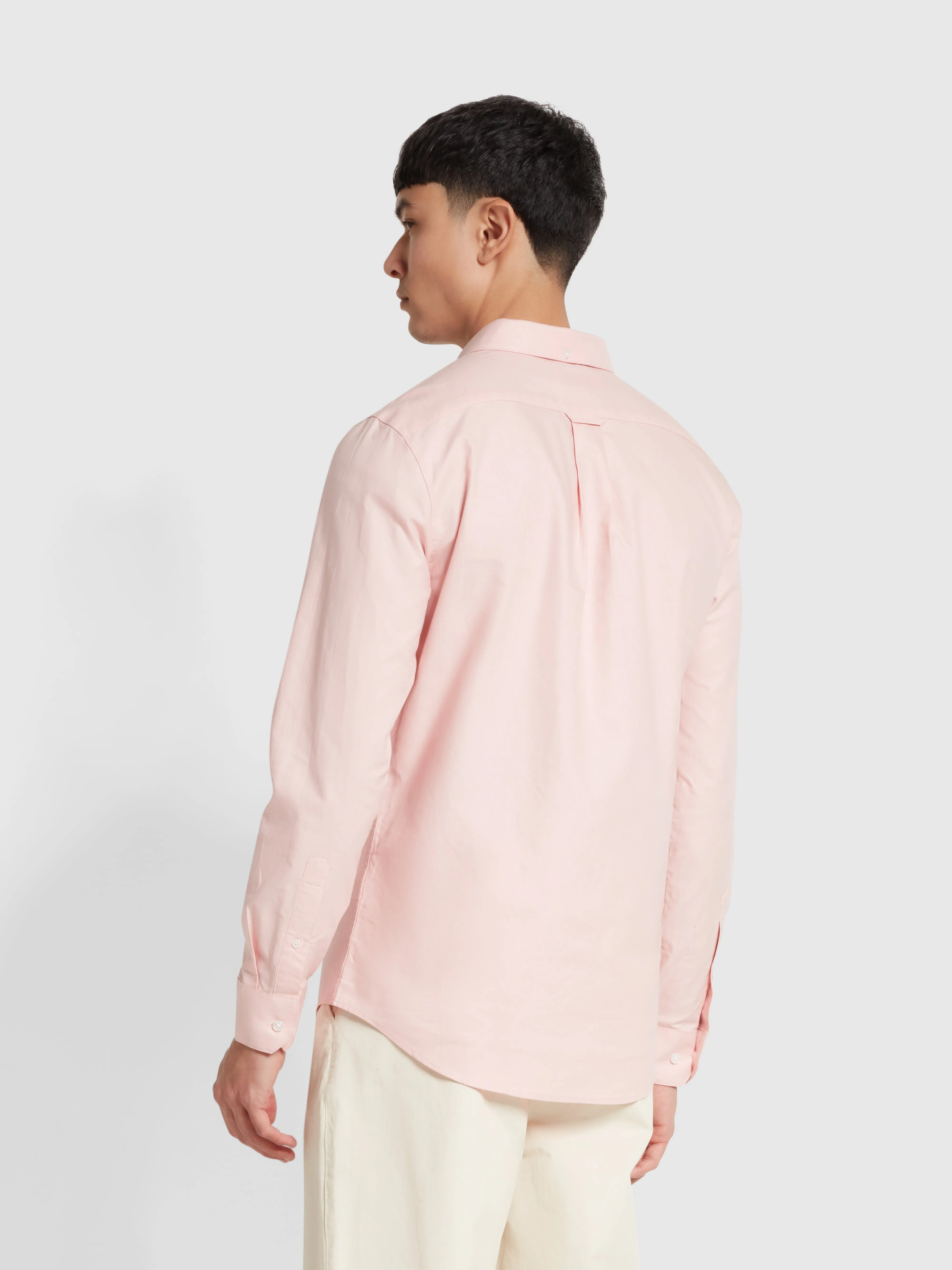 Brewer Slim Fit Organic Cotton Oxford Shirt In Powder Pink