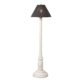 Brinton Floor Lamp in Rustic White with Smokey Black Metal Shade