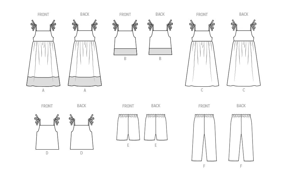 Butterick sewing pattern 6952 Children's Dresses, Tops, Shorts and Pants