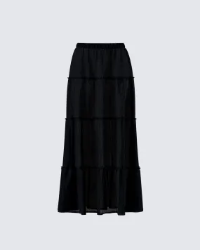 Cailin Black Tiered Maxi Skirt