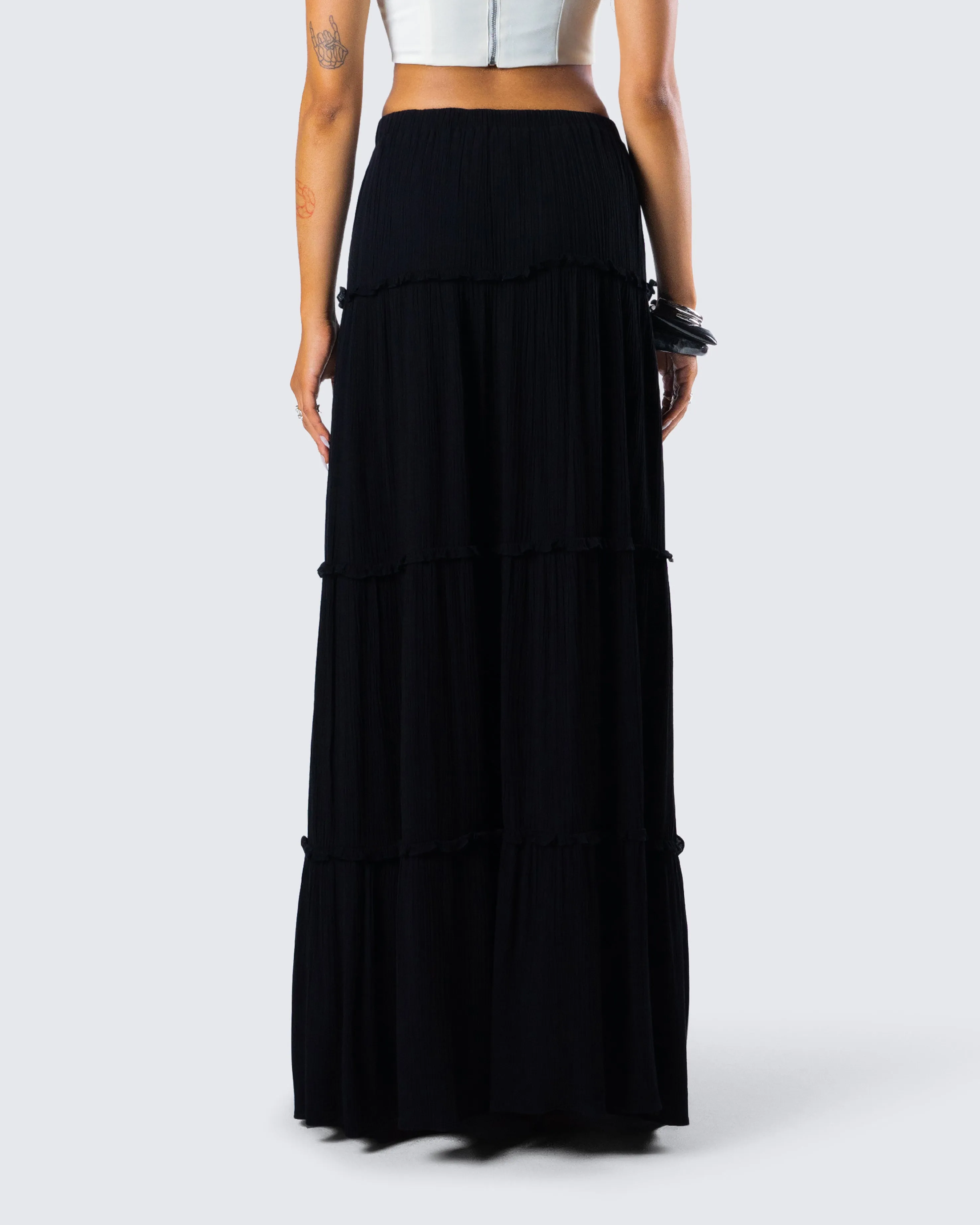 Cailin Black Tiered Maxi Skirt