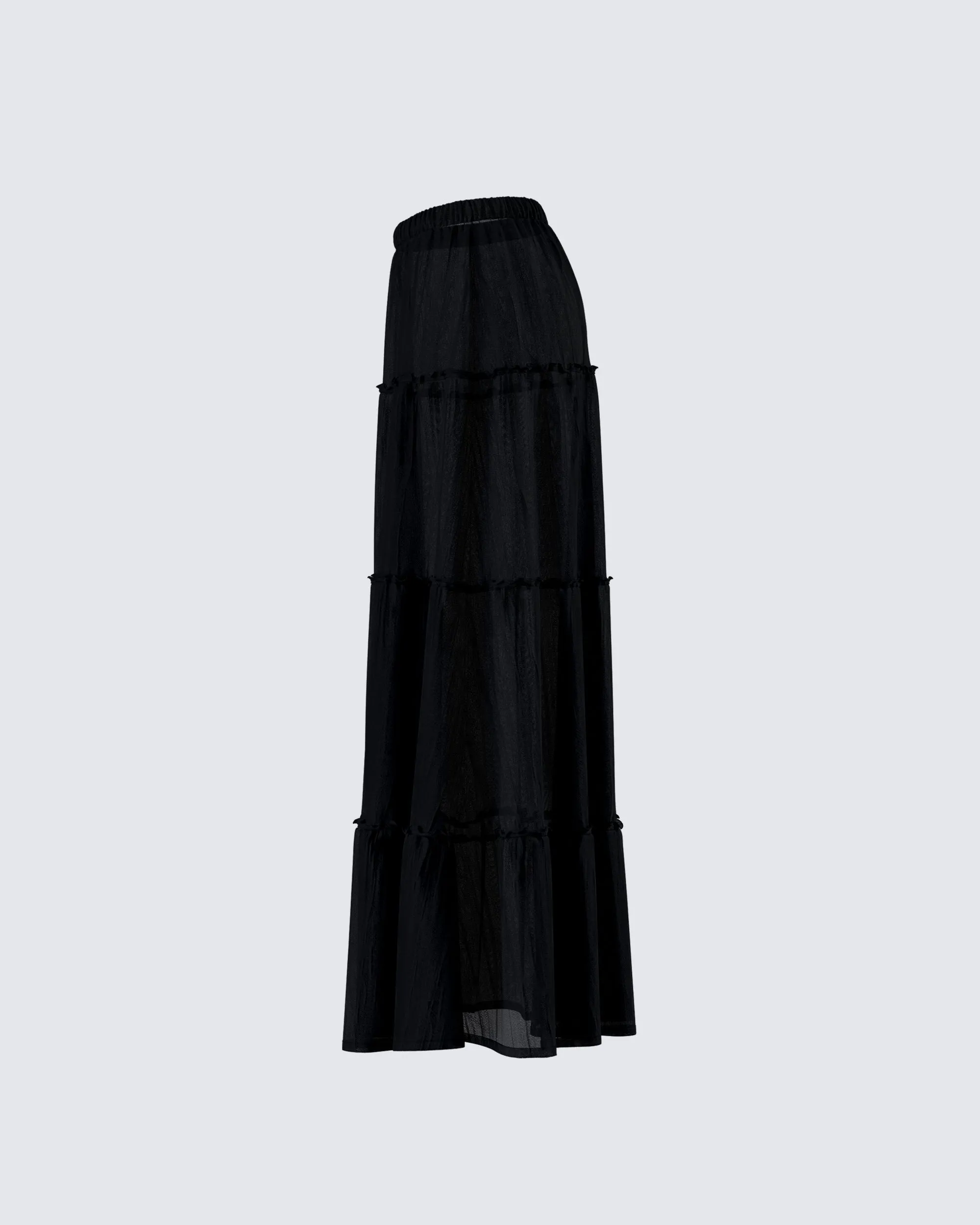 Cailin Black Tiered Maxi Skirt