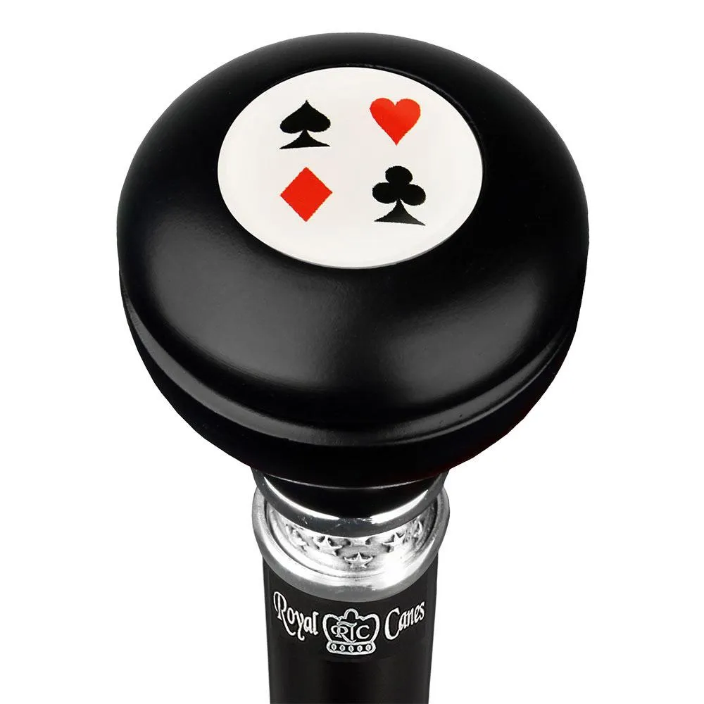 Cards Casino Knob Stick: Large Knob, Pewter Collar