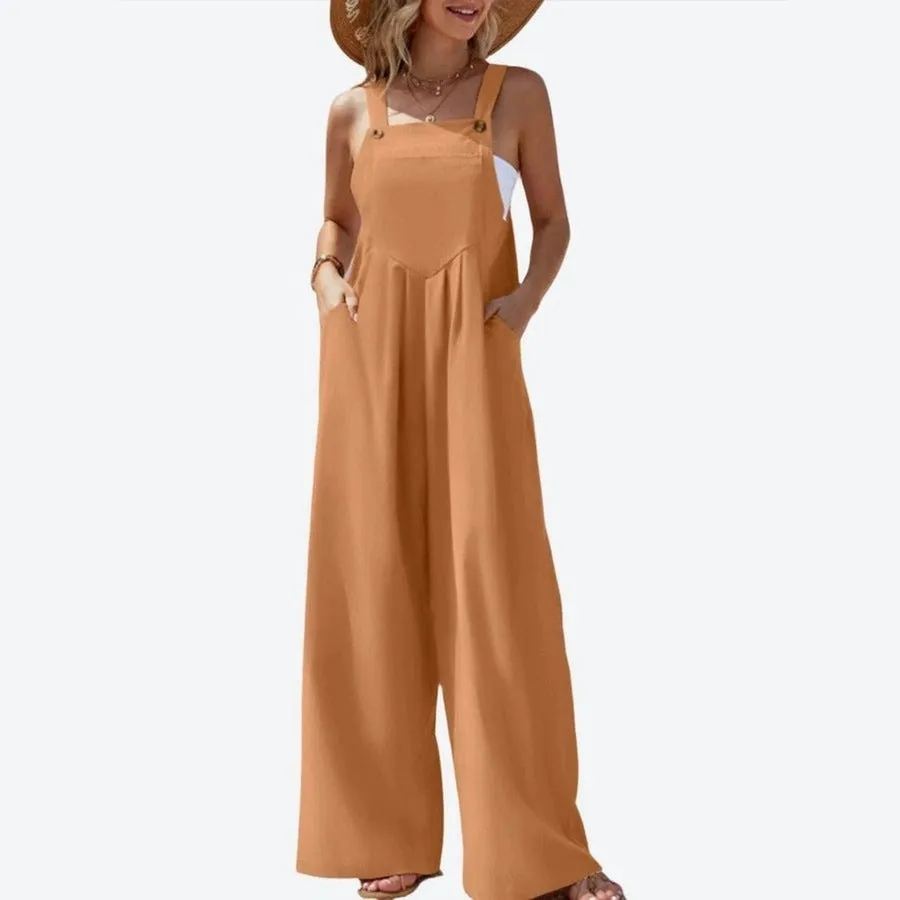 Casual Wide-Leg Overall Jumpsuits