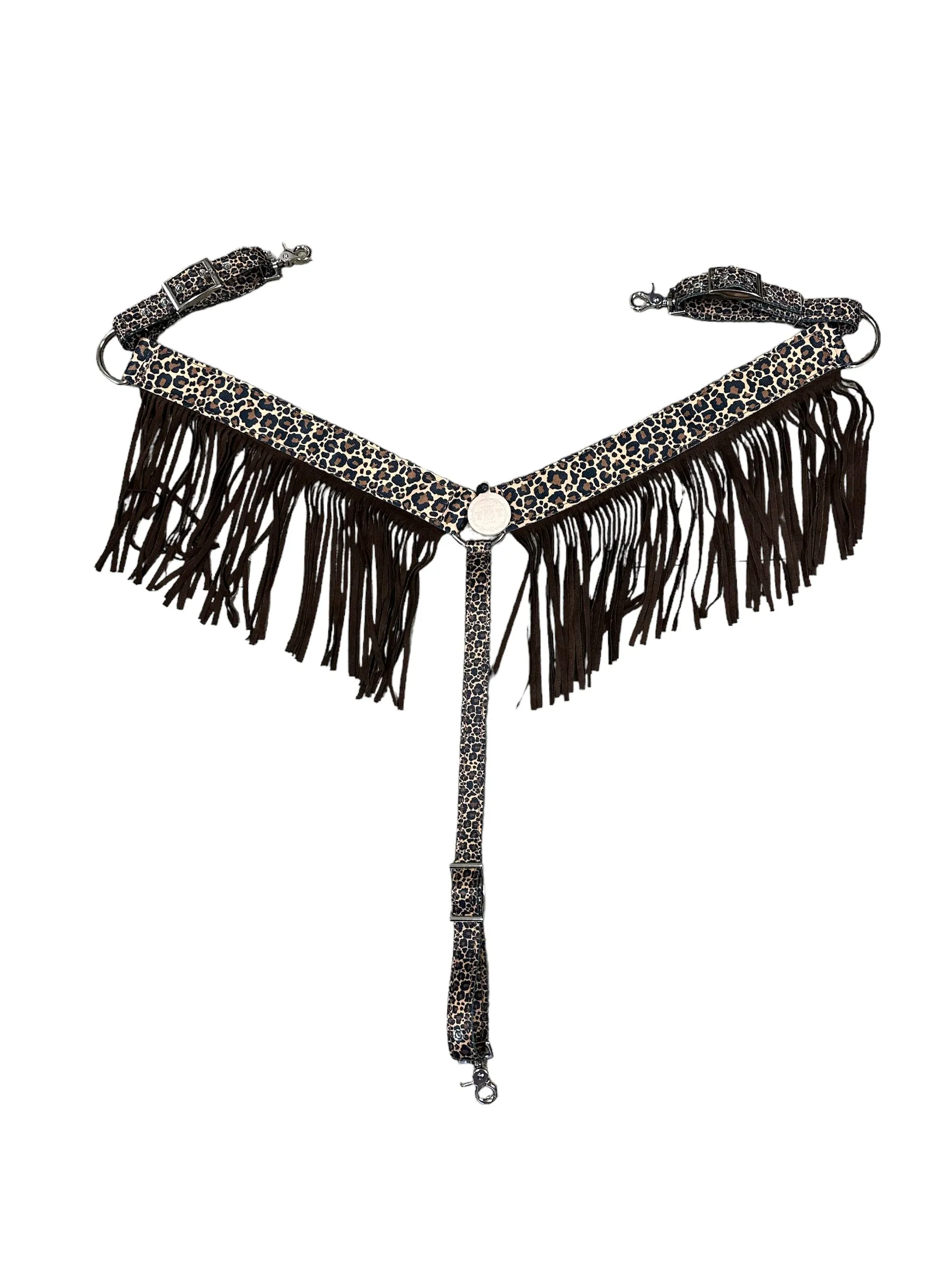 Cheetah nylon fringe breast collar