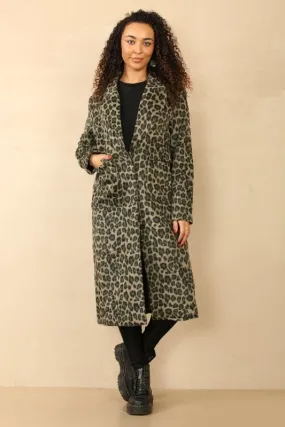 Chic Leopard Print Longline Coat