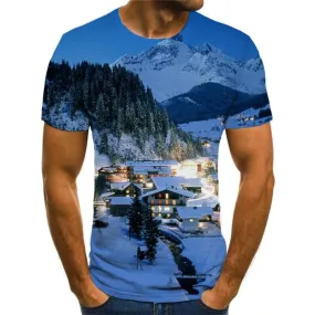 Christmas T shirts Men Snow Shirt Print Tree Tshirts Novelty New Year Tshirt Anime