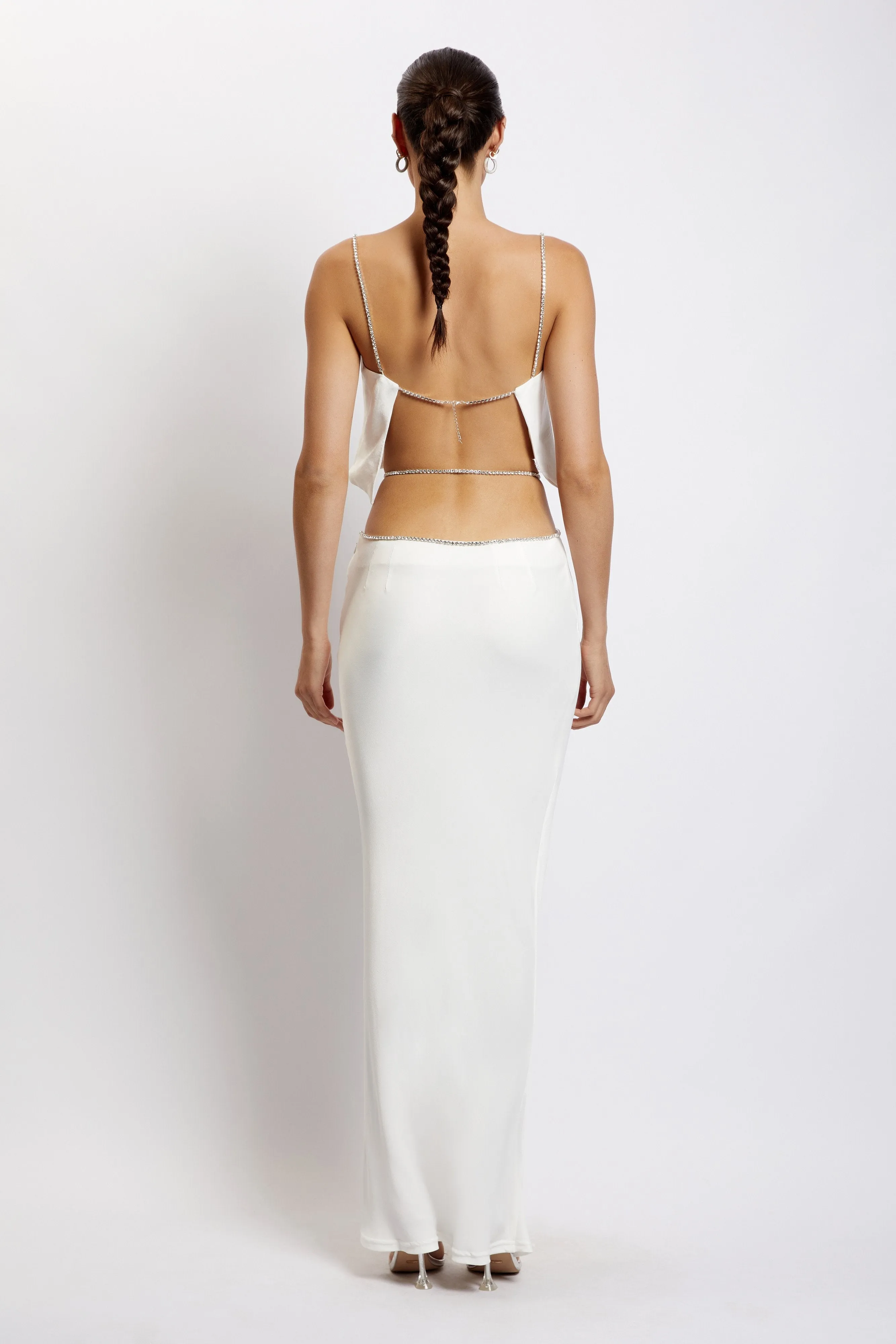 Dayana Straight Cut Crop Top - White