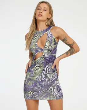 Diraya Cutout Dress in Rave Optic