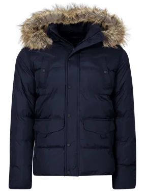 Dissident Wetherby navy padded detachable hooded coat