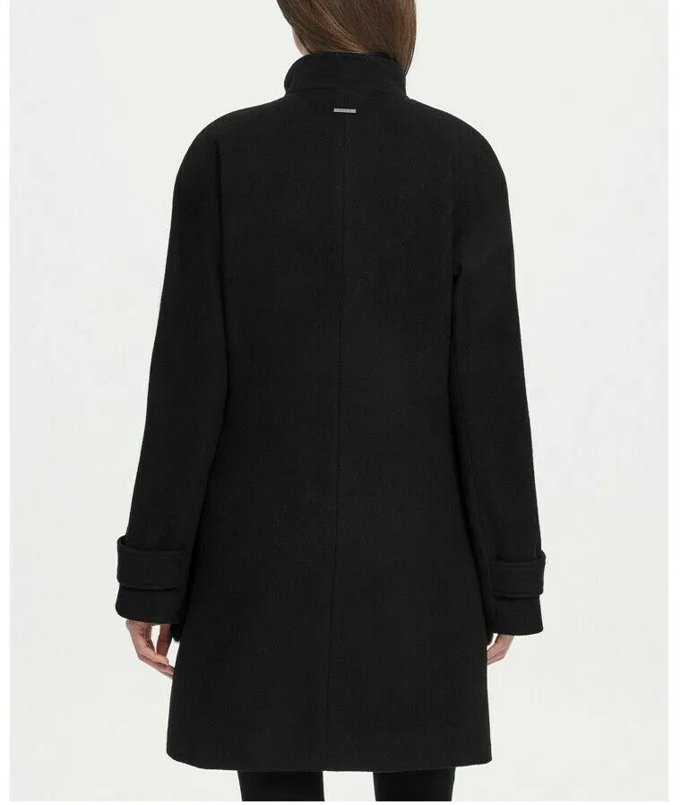 DKNY Faux-Fur-Pocket Walker Coat