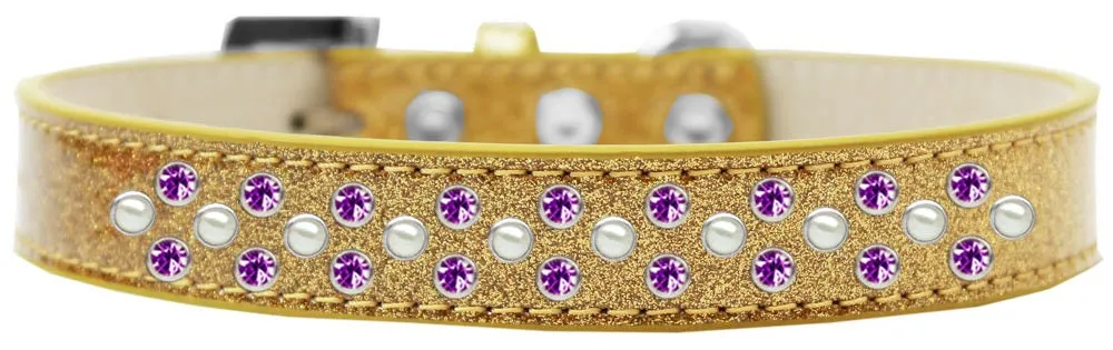 Dog, Puppy & Pet Ice Cream  Collar, "Pearl and Purple Crystal Rimsets Sprinkles"