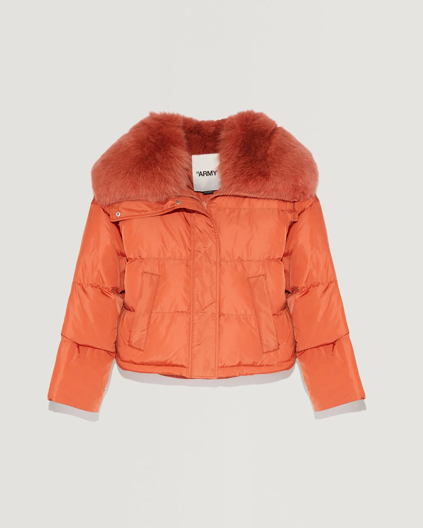 Down jacket with fox fur collar