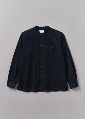 Dropped Shoulder Organic Cord Grandad Shirt | Navy