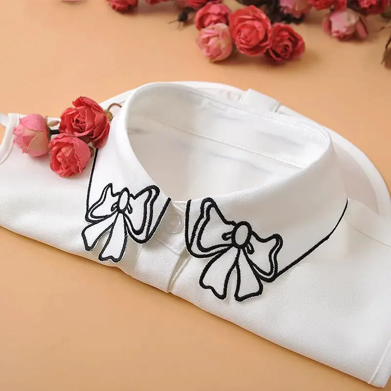 Embroidery Fake Women Collar Shirt