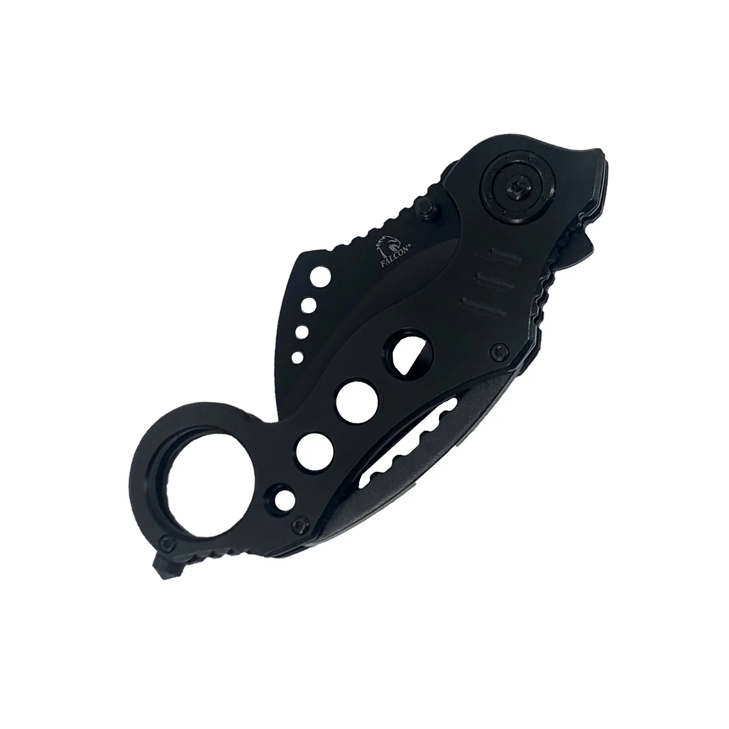 Falcon 7.5" Overall Black Spring Assisted Karambit Knife