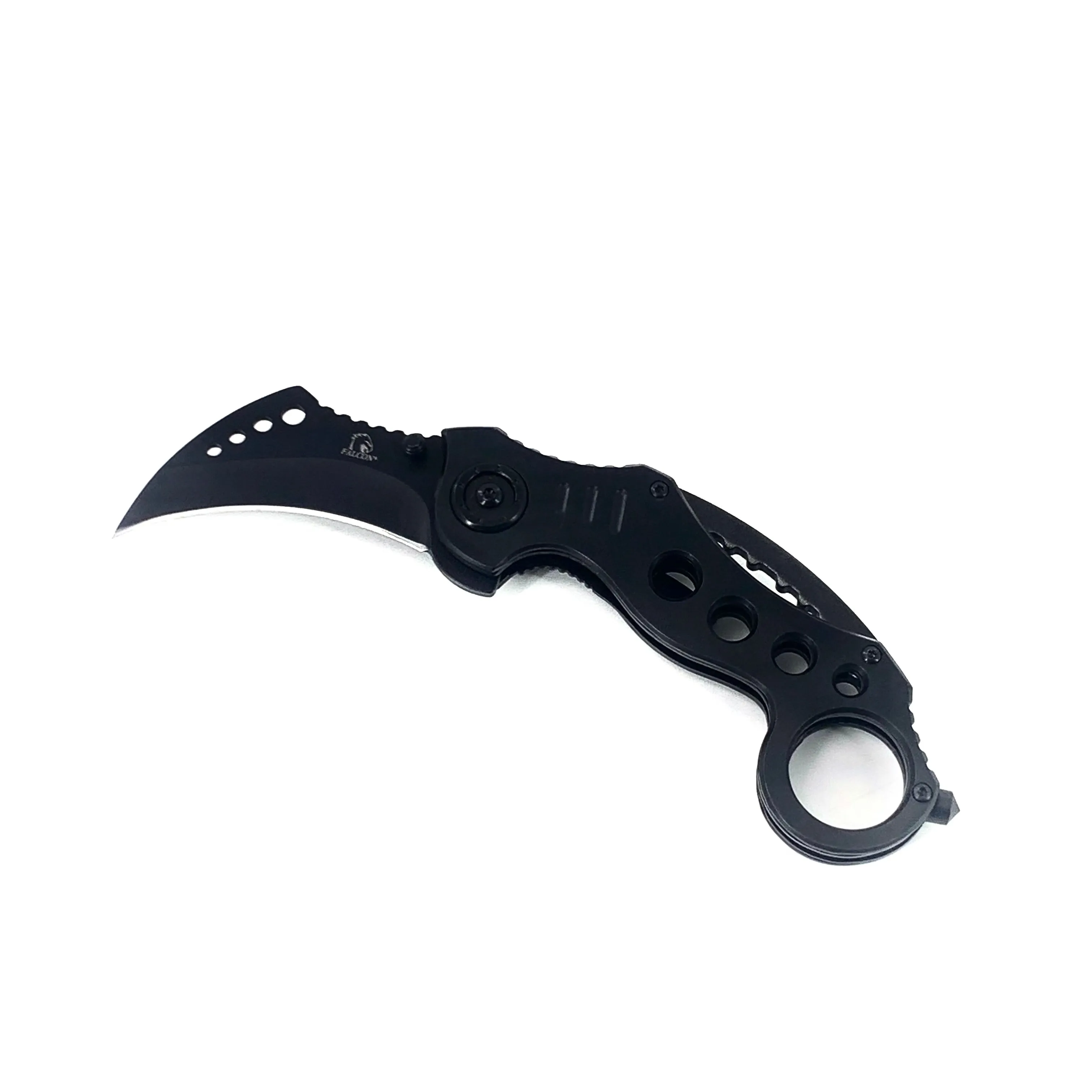 Falcon 7.5" Overall Black Spring Assisted Karambit Knife