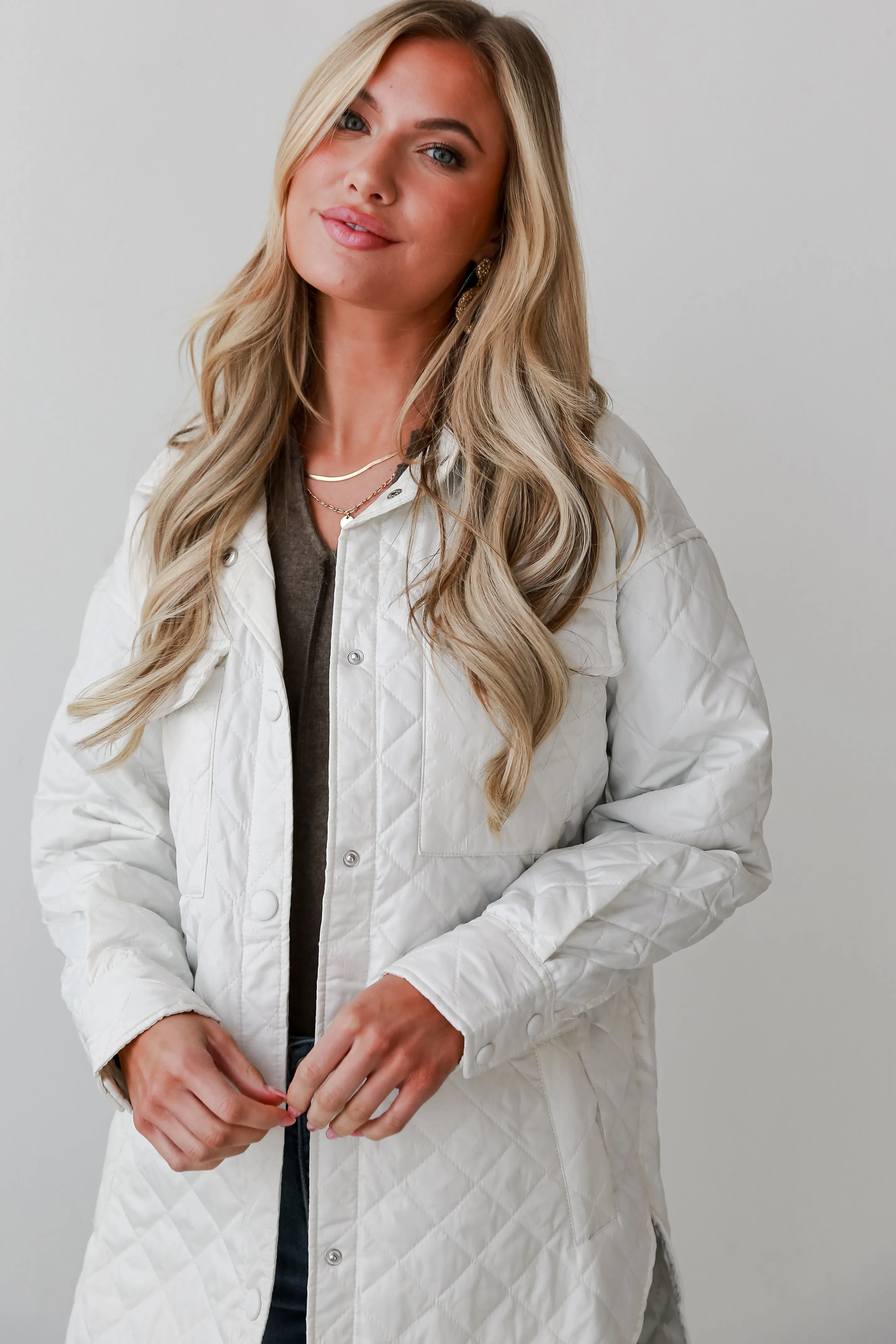 FINAL SALE - Seasonal Poise White Quilted Puffer Jacket