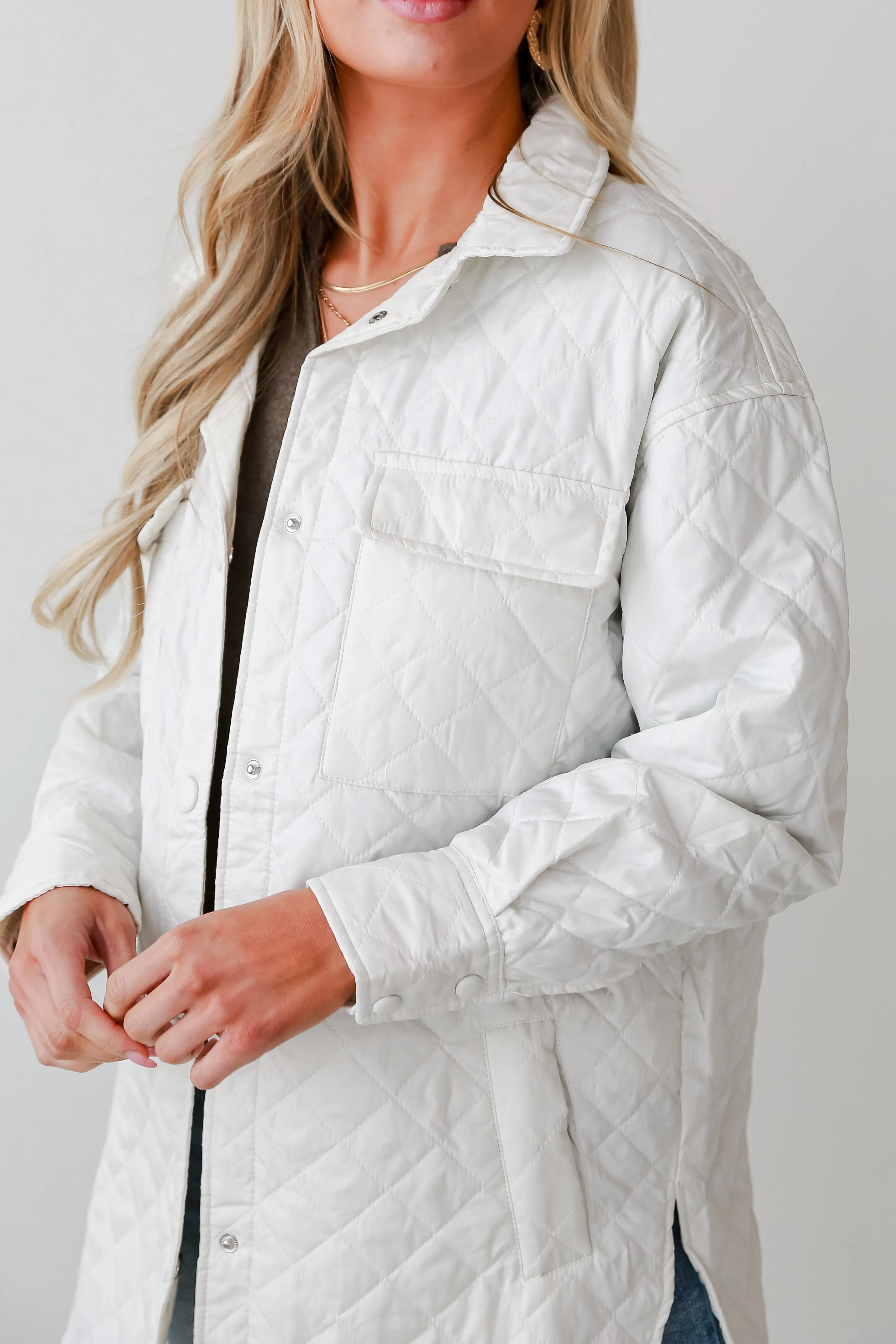 FINAL SALE - Seasonal Poise White Quilted Puffer Jacket