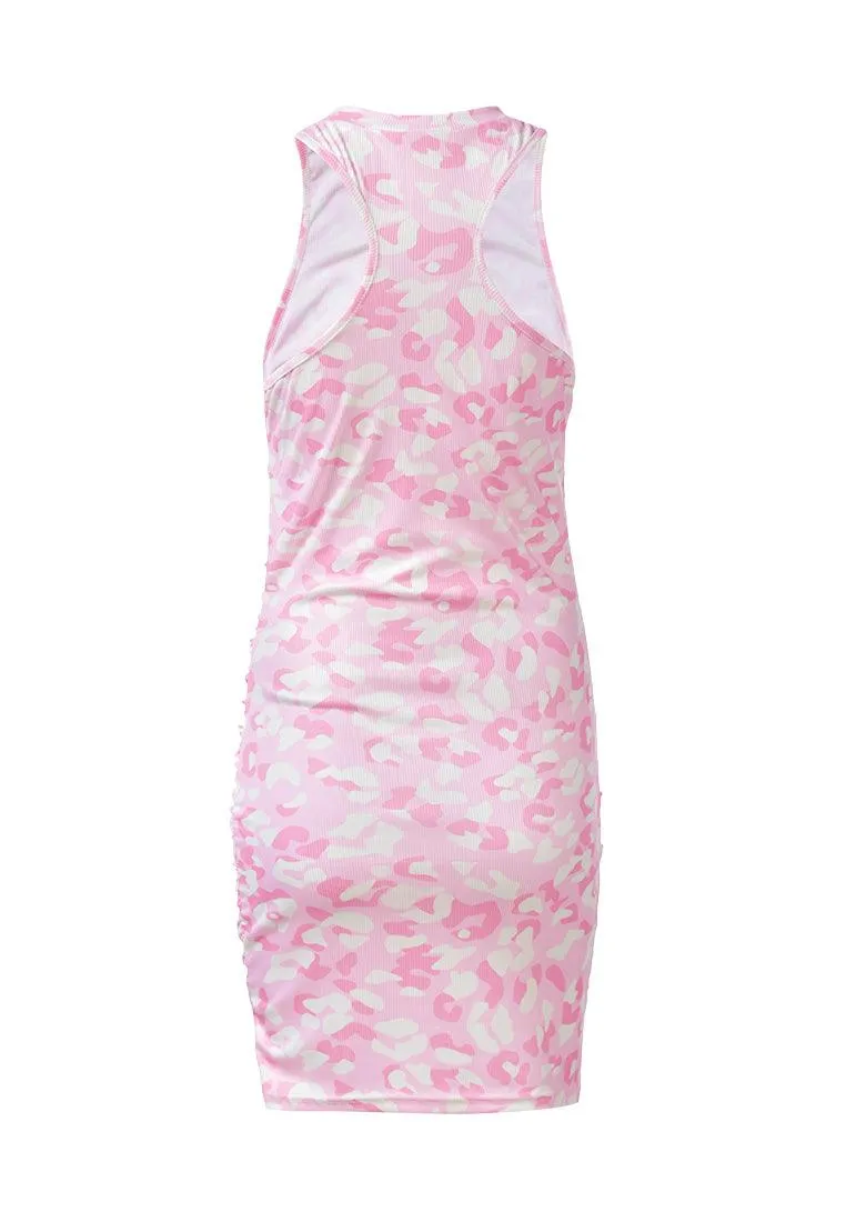 floral print ruched bodycon dress