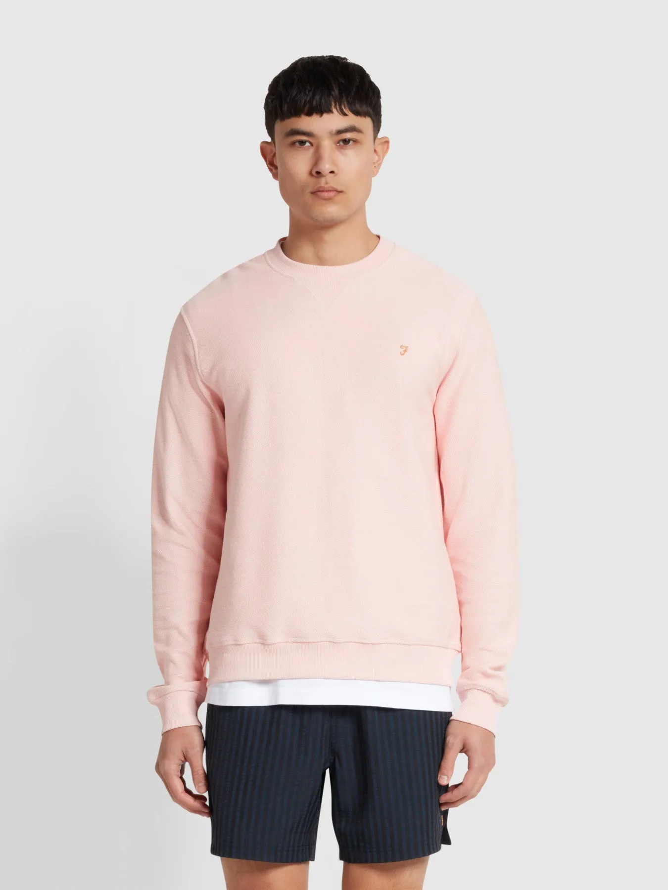 Galli Twill Crew Neck Sweatshirt In Powder Pink