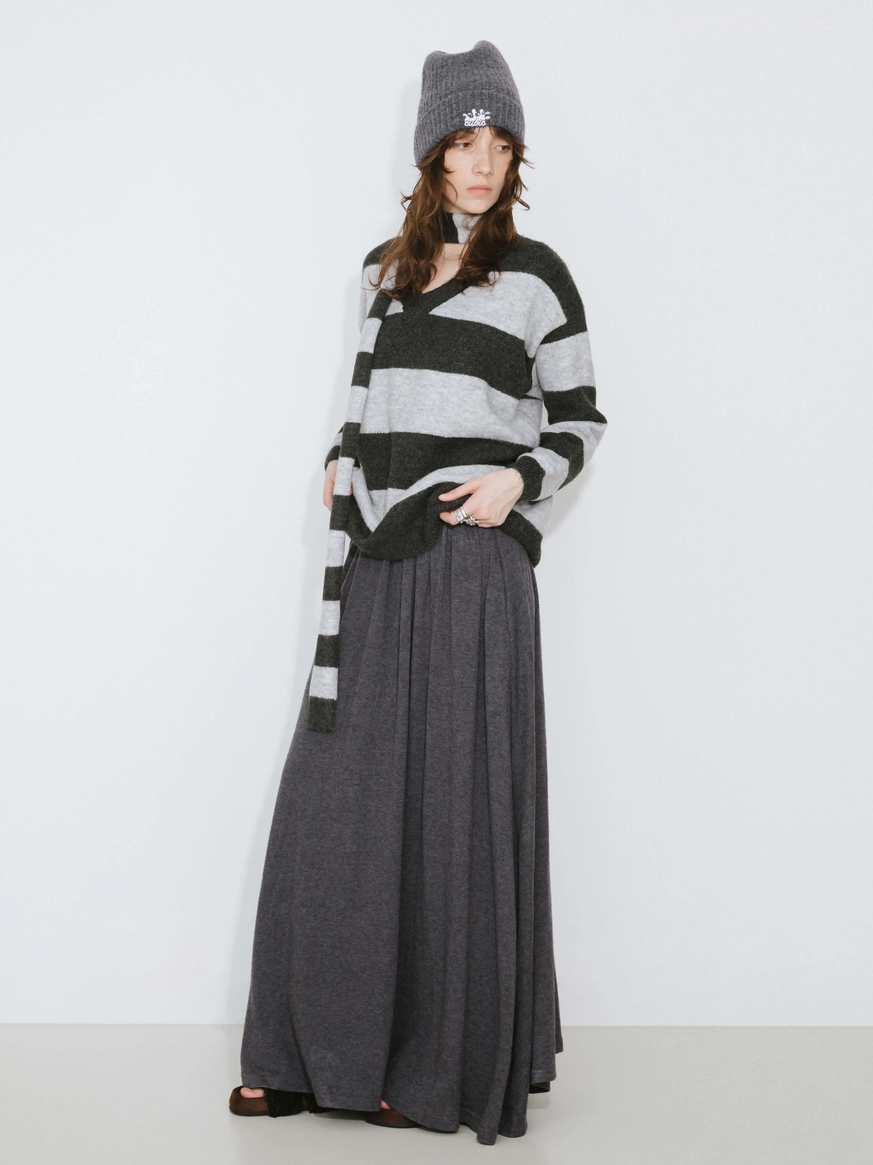 Gray Loose A-line Skirt