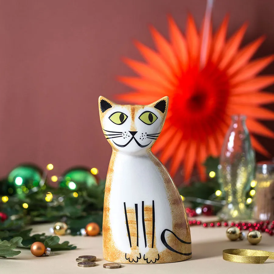 Handmade Ceramic Ginger Cat Money Box