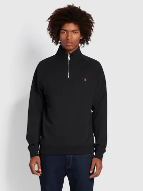 Jim Organic Cotton Quarter Zip Sweatshirt In Black